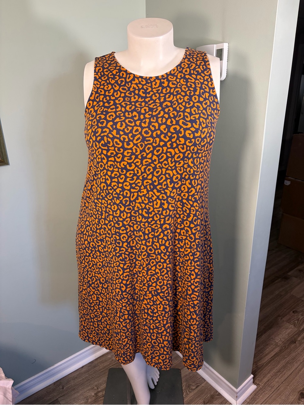 132. Old Navy Women's Sleeveless Orange Leopard Print Dress